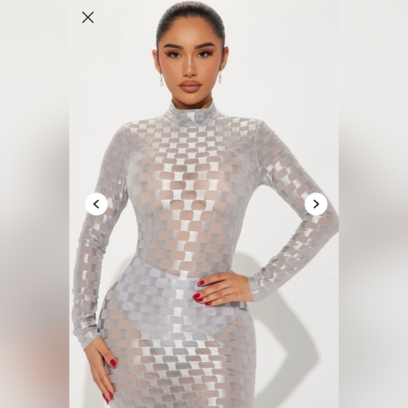 Fashion Nova /Silver Checkmate Checkered Maxi Dress- W Sz Medium - Picture 3 of 9